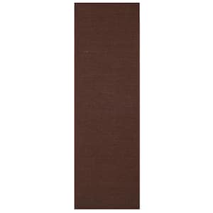 Natural Fiber Chocolate/Dark Brown 3 ft. x 10 ft. Woven Border Runner Rug