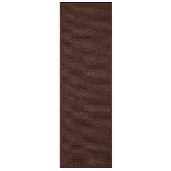 SAFAVIEH Natural Fiber Chocolate/Dark Brown 3 ft. x 8 ft. Border Runner Rug