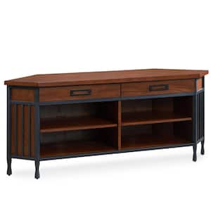 Ironcraft Metal and Wood 58 in. W Corner TV Stand in Burnished Medium Oak (For up to 60 in. W TV's)