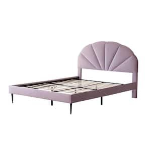 Purple Frame Full Size of Luxury Velvet Platform Bed with Seashell-Shaped Headboard