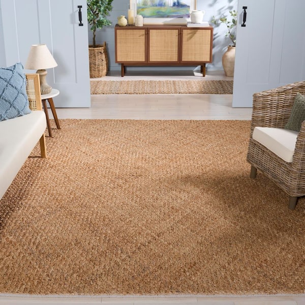Natural Fiber 8 ft. x 10 ft. Natural Solid Color Area Rug