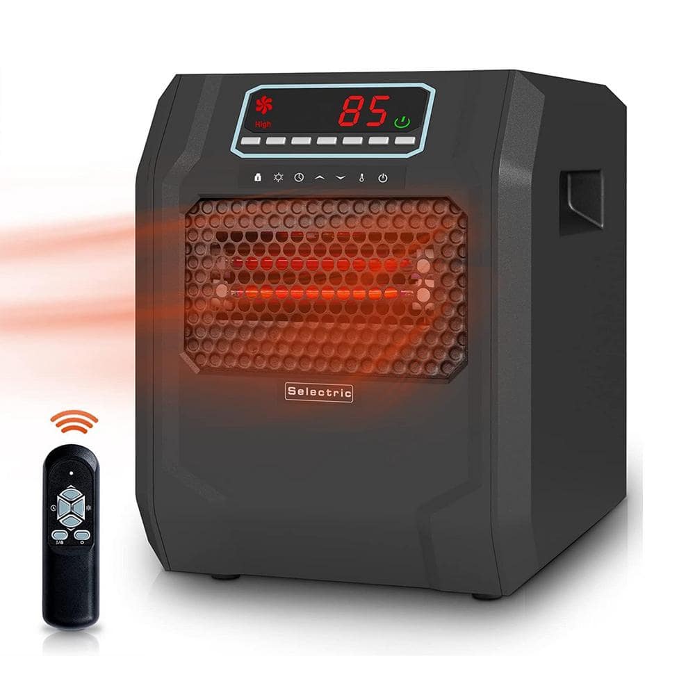 1500-Watt Black Portable Electric Space Heater with Remote Control and Fan 
