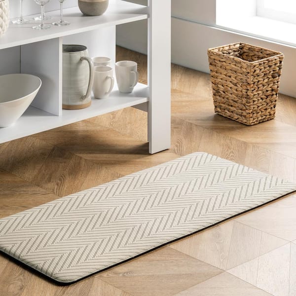 nuLOOM Casual Herringbone Anti Fatigue Kitchen or Laundry Room Comfort Mat - Beige - 18x30 Inches