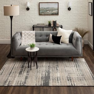 Gaillard Grey 8 ft. x 10 ft.Modern Contemporary Abstract Striped Area Rug