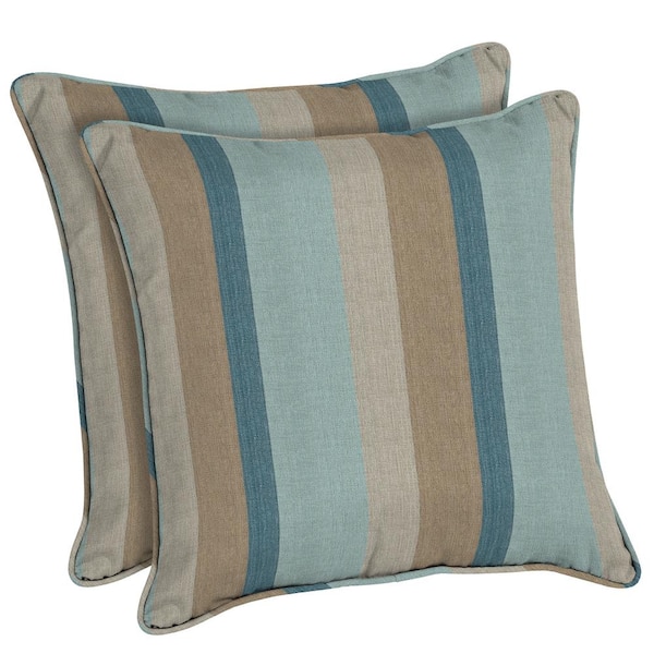 Home Decorators Collection Sunbrella Gateway Mist Square Outdoor Throw Pillow (2-Pack)