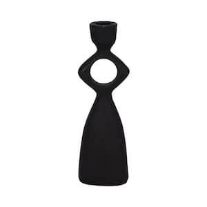 10 in. Black Polyresin Open Cut-Out Taper Candle Holder