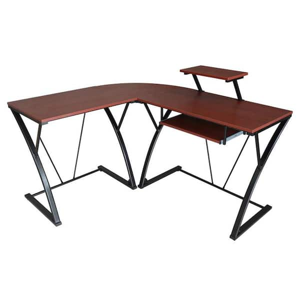 ProHT 28 in. L-Shaped Brown/Black Computer Desk with Keyboard Tray