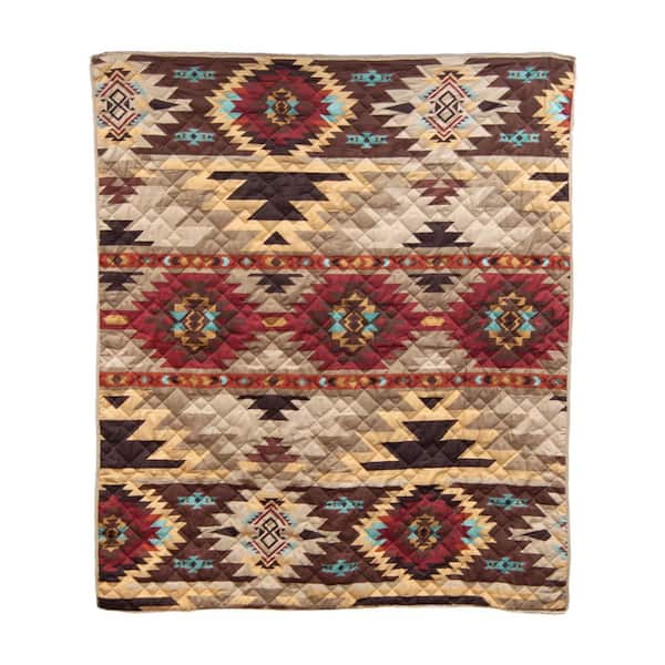 Sand Dune Taupe and Red Polyester Throw Blanket