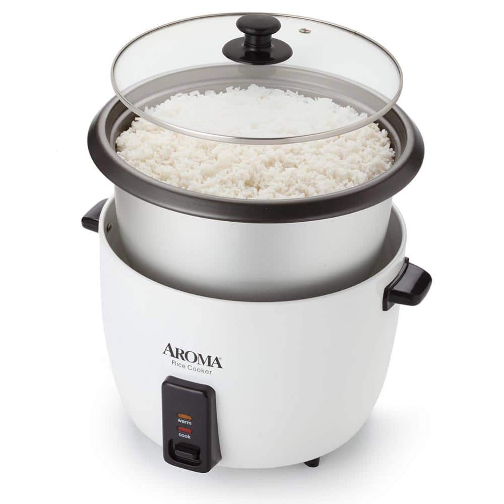Aroma 32-Cup White Electric Non-Stick Rice Cooker with Steamer