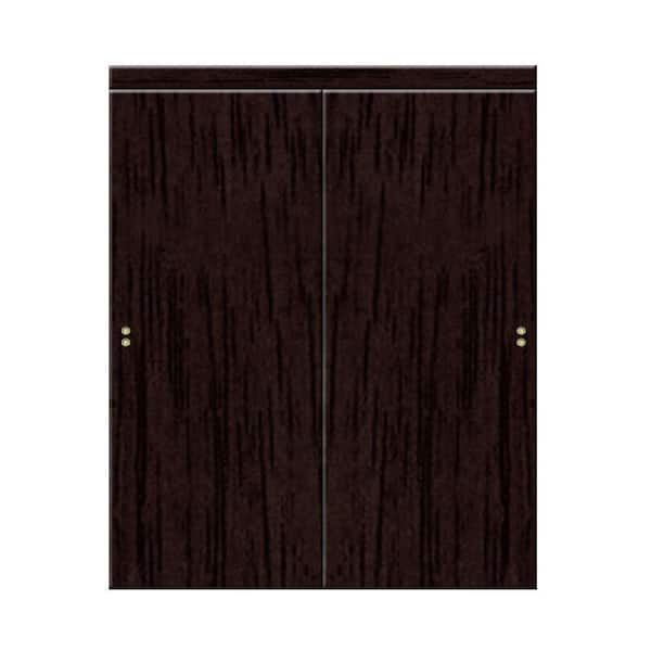 Impact Plus 42 in. x 84 in. Smooth Flush Espresso Solid Core MDF Interior Closet Sliding Door with Matching Trim