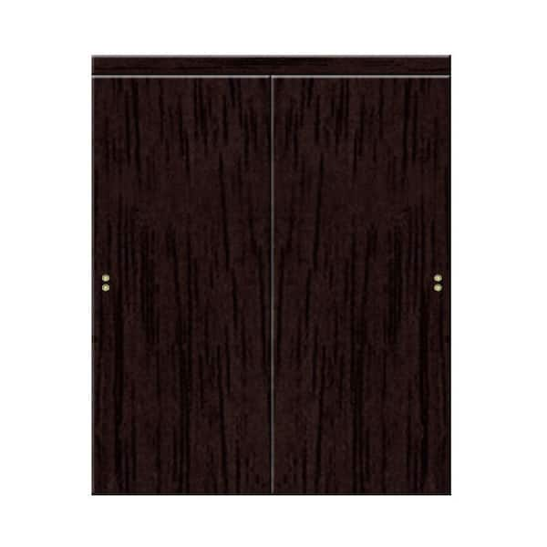 Impact Plus 60 in. x 80 in. Smooth Flush Solid Core Espresso MDF Interior Closet Sliding Door with Matching Trim