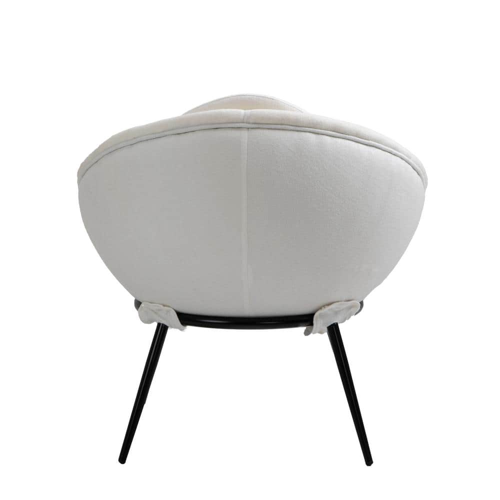 White Fiberglass Bowl Accent Chair with Cushions