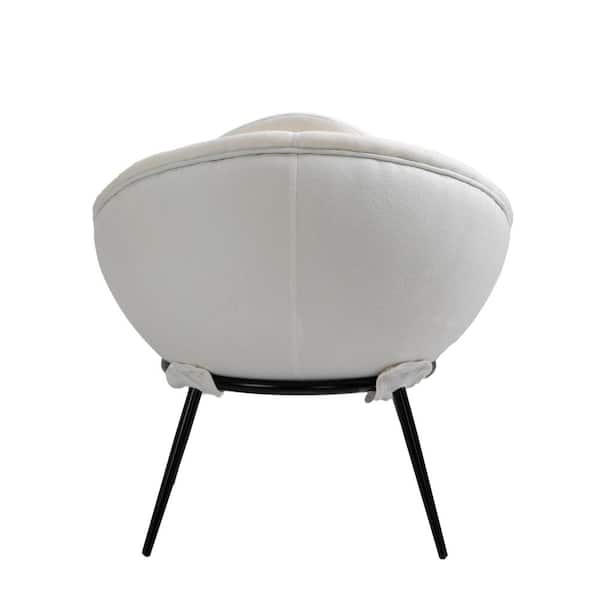 Mid Century White Upholstered Cup Chair