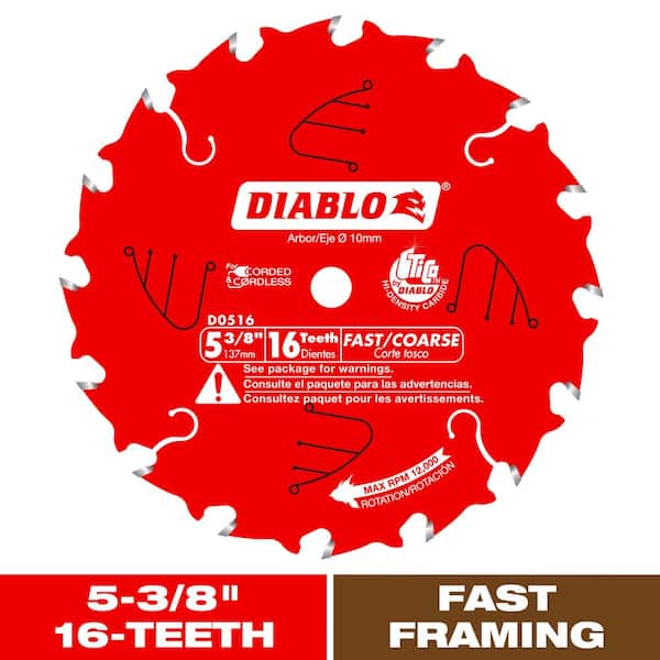 5-3/8in. x 16-Teeth Fast Framing Trim Saw Blade for Wood