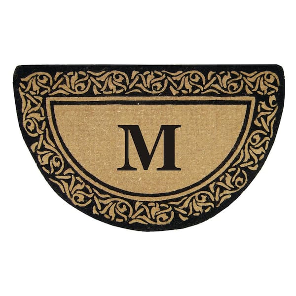 Nedia Home Bella 22 in. x 36 in. Half Round HeavyDuty Coir Monogrammed M Door Mat