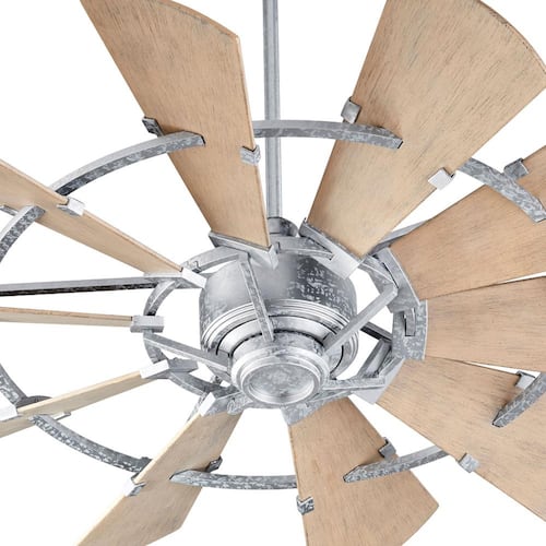 Windmill 52 in. Indoor/Outdoor Galvanized Ceiling Fan with Wall Control Lighting