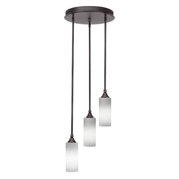 Unbranded Villa 60-Watt 14.25 in. 3 Light Dark Granite Stem Pendant Light with 4 in. White Matrix Glass Shade, No bulbs included