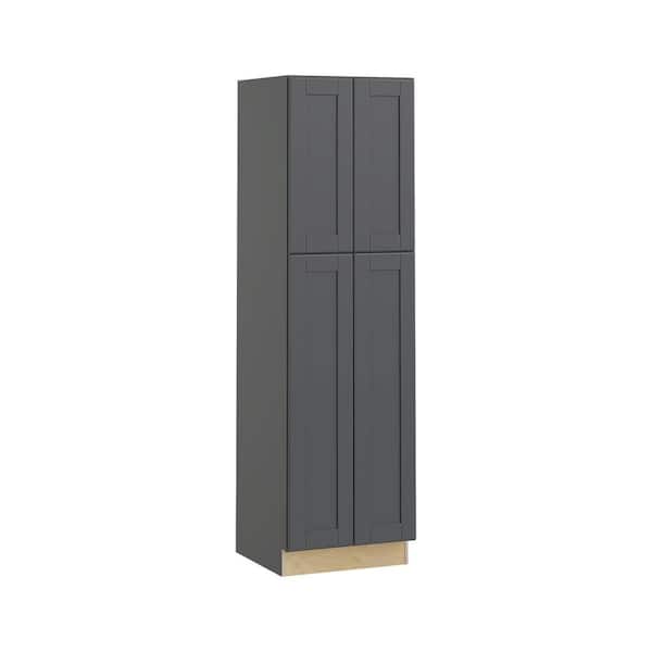 Washington 24 in. W x 24 in. D x 84 in. H Assembled Plywood Pantry Kitchen Cabinet in Onyx with Soft Close
