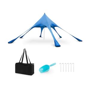 20 ft. x 20 ft. Blue Beach Canopy Tent with UPF50+ Sun Protection and Shovel