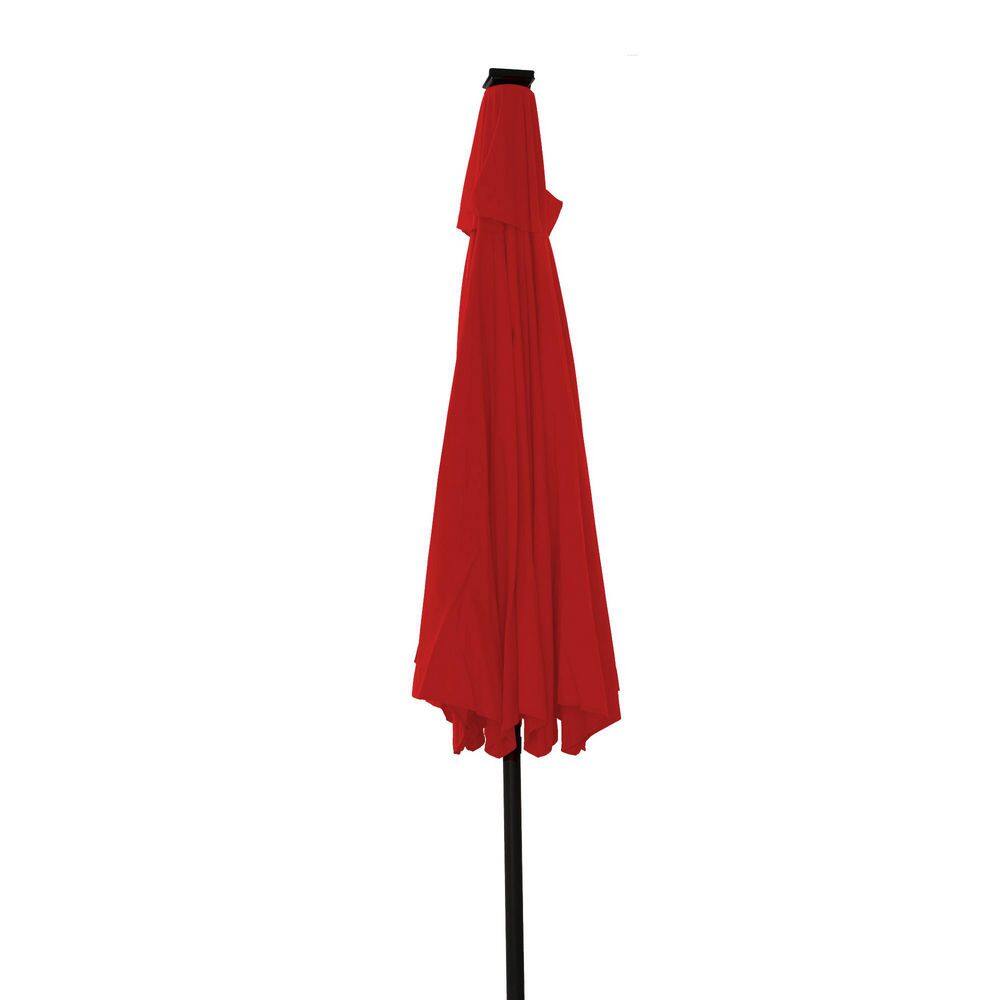 9 ft Red Solar LED Tilt Patio Umbrella with Steel Pole