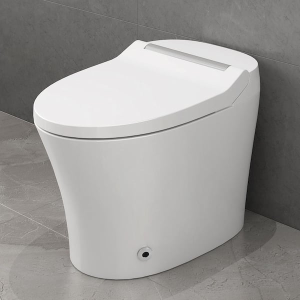 Virubi Heated Seat Smart Elongated 1-Piece Toilet with Foot Sensor, Soft Close, White