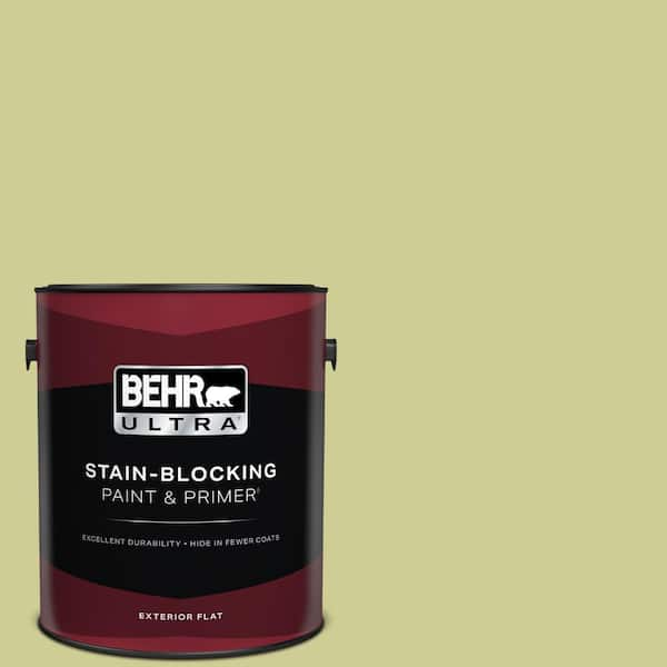 BEHR ULTRA 1 gal. #400D-4 Corn Husk Green Flat Exterior Paint & Primer