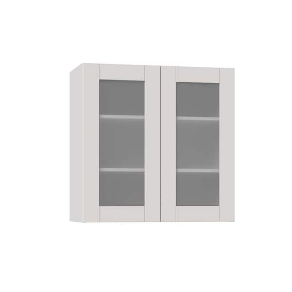 J Collection Shaker Assembled 30x30x14 In Wall Cabinet With Frosted Glass Doors Vanilla White Wg3030 Ws The Home Depot - White Wall Cabinet With Glass Doors