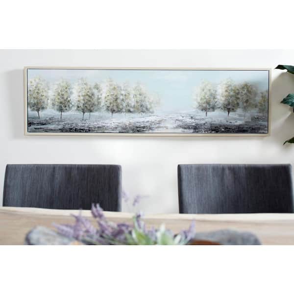 Litton Lane 1- Panel Tree Framed Wall Art with Tan Frame 20 in. x 71 in.