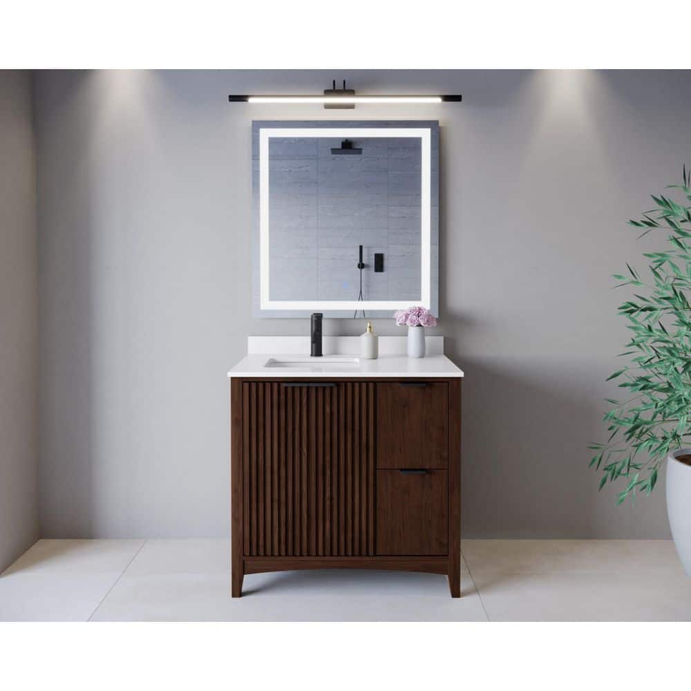 Palmilla 36 in. Single Freestanding Dark Walnut Bath Vanity with White Quartz Top Assembled price history on PriceWatchPro