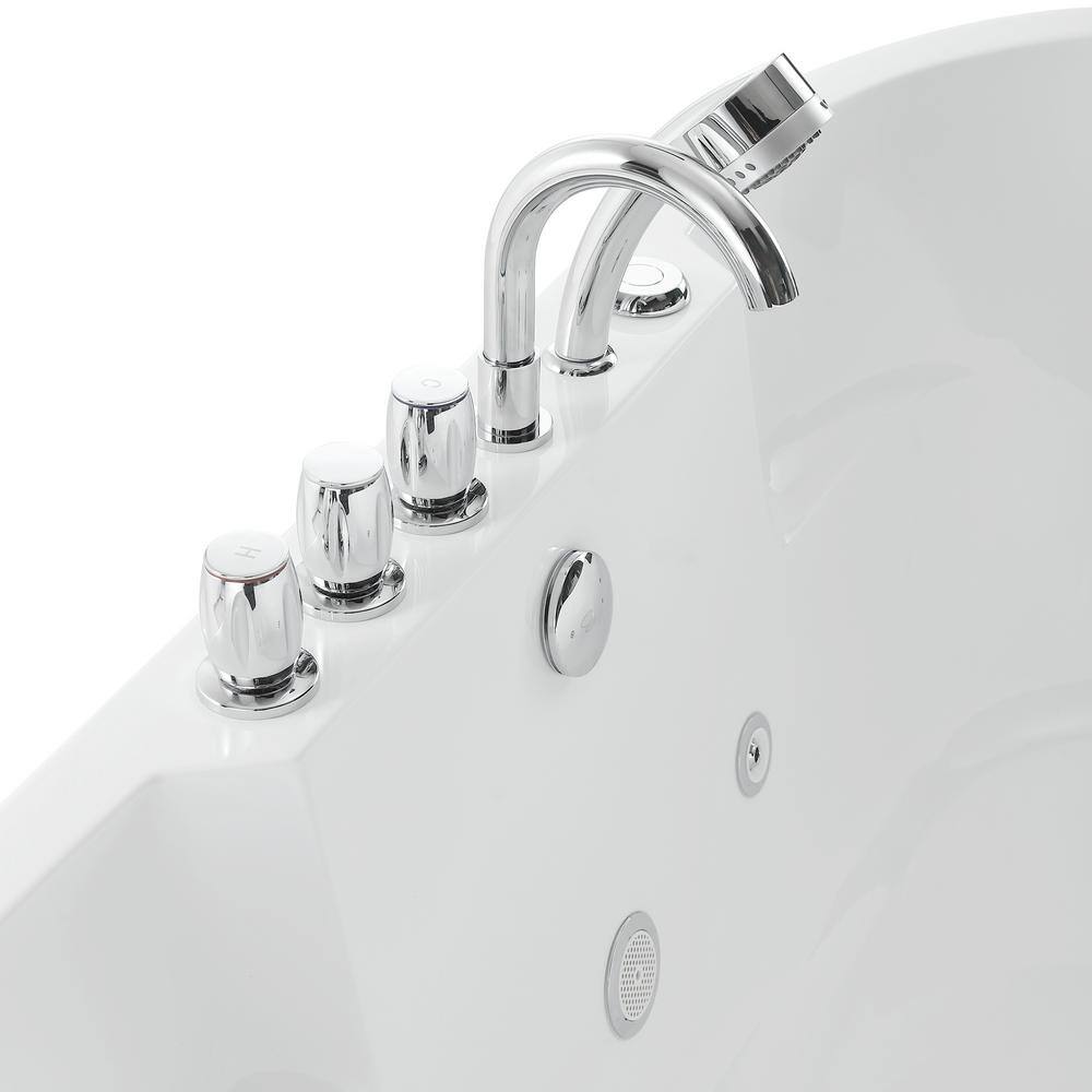67" White Acrylic Freestanding Whirlpool Bathtub with Faucet