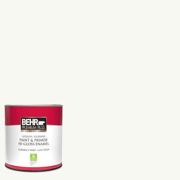 BEHR PREMIUM PLUS 1 qt. Ultra Pure White Hi-Gloss Enamel Interior/Exterior Paint and Primer