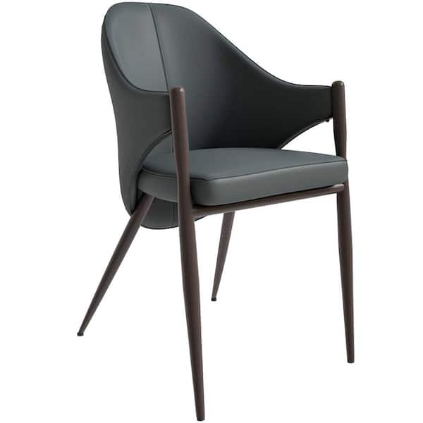 Leisuremod Sante Modern Dining Chair Upholstered in PU Leather with Iron Legs (Gray)