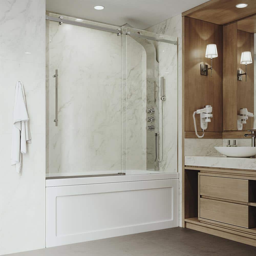 Luca 56-60" Frameless Sliding Tub Door with Clear Glass