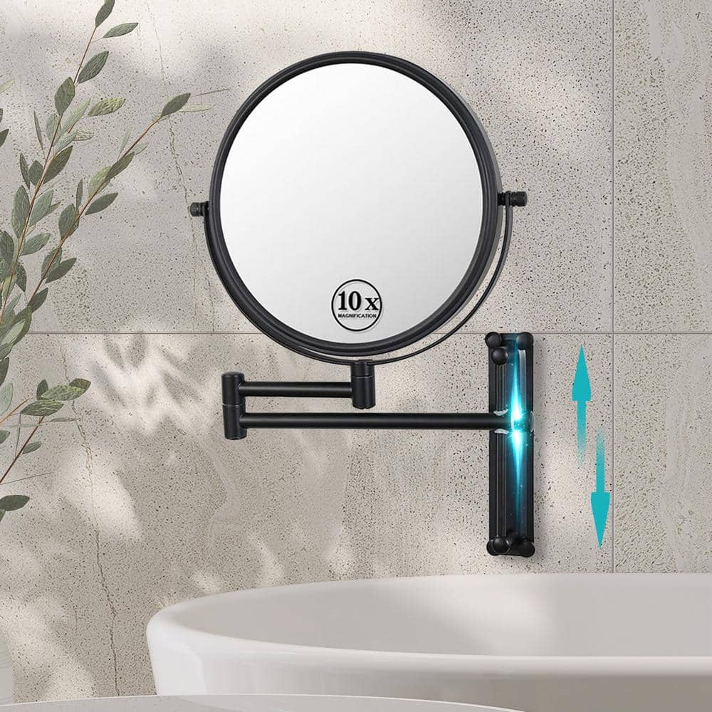 8 in. W x 8 in. H Round 10-Magnifying Height Adjustable Telescopic Wall Mou