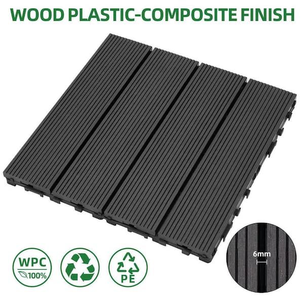 Gruisse 8.7 sq. ft Black Interlocking Wood-Plastic Composite Deck