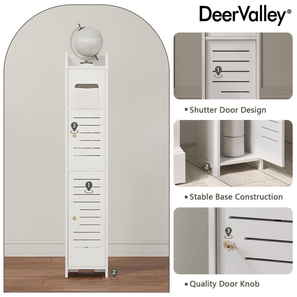 White PVC Bathroom Storage Cabinet with Toilet Paper Holder