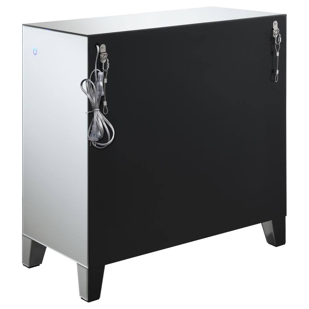 Contemporary Arwen 2-Drawer Silver Mirror LED Accent Cabinet