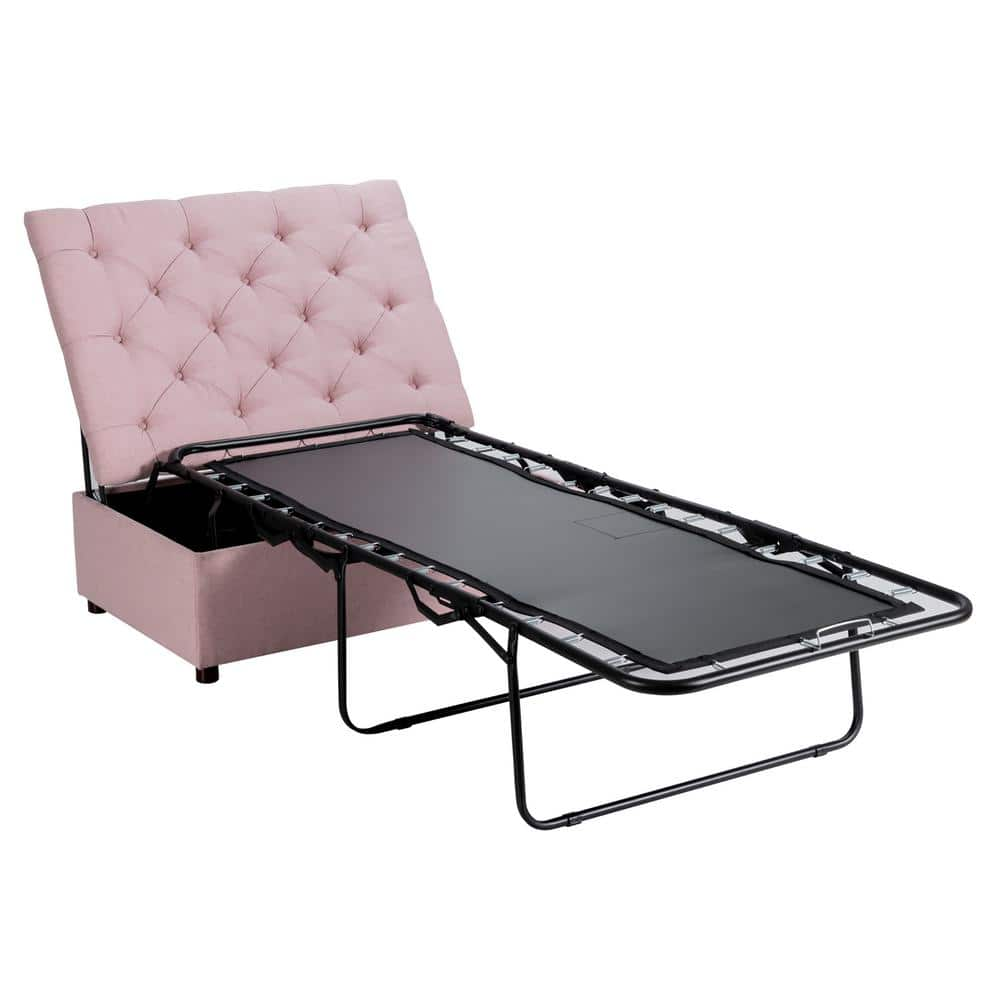 Folding Ottoman Sleeper Bed with Twin Mattress Convertible Guest Bed Pink -  Costway, JV10120PI