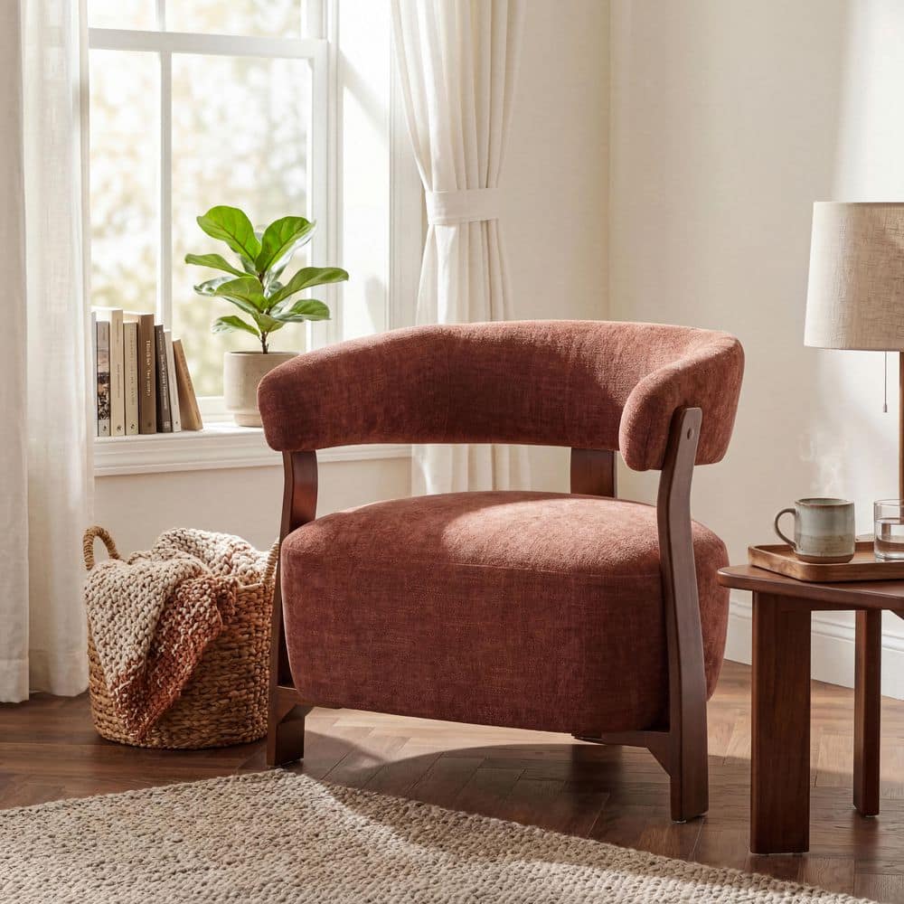 レッド×ゴールドチェア CHRISTOPHER KNIGHT HOME Norma Modern Coral Red and Walnut