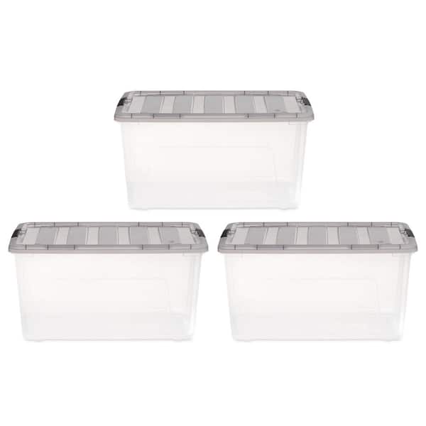 Hefty X-large 25-Gallons (100-Quart) Clear Base with White Lid Tote with  Latching Lid in the Plastic Storage Containers department at