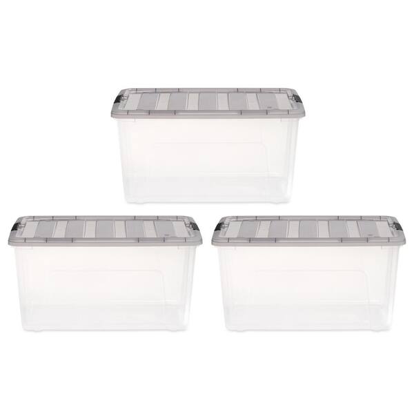 Pull Lockable Storage Tote, Clear Storage Boxes With Wooden Lids