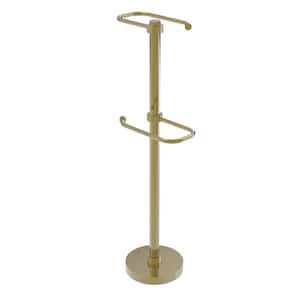Free Standing 2-Roll Toilet Tissue Stand in Unlacquered Brass