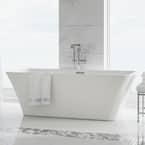 St Tropez 67 in. Acrylic FlatBottom Non-Whirlpool Freestanding Rectangular Soaking Bathtub in White