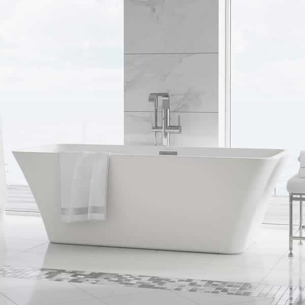 Swiss Madison St Tropez 67 in. Acrylic FlatBottom Non-Whirlpool Freestanding Rectangular Soaking Bathtub in White