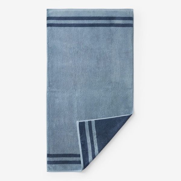 Legends Hotel Mirage Reversible Stripe Aegean Smoky Blue Turkish Cotton Single Hand Towel