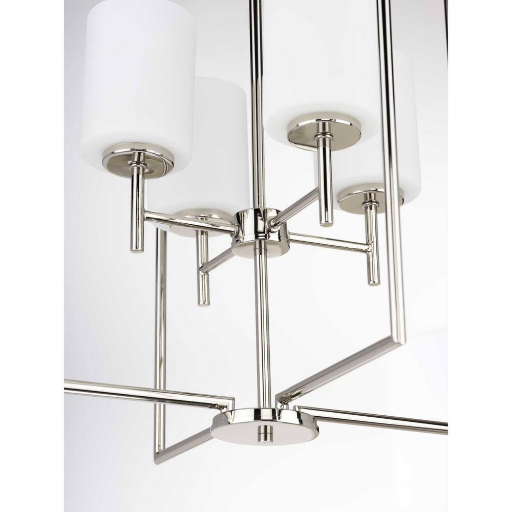 Elegant Replay 4-Light Foyer Pendant in Polished Nickel with Etched Glass