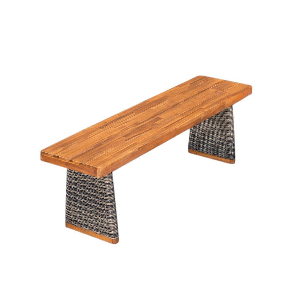 57 in. W Gray Wicker Acacia Wood Outdoor Bench price history on PriceWatchPro