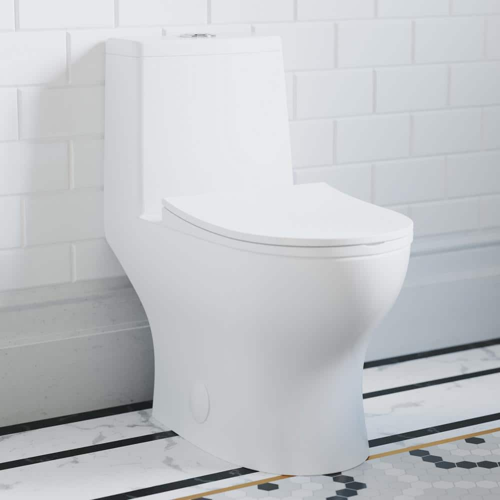 Swiss Madison Ivy 1-Piece 1.1/1.6 GPF Dual Flush Elongated Toilet in Glossy White, Seat Included