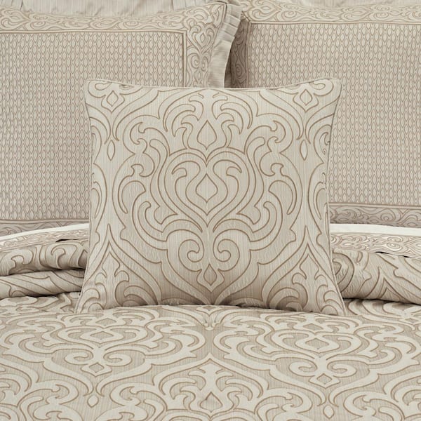 Square Embellished Geometric Decorative Throw Pillow Off-white