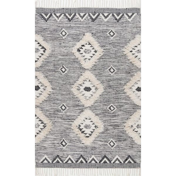 Savannah Moroccan Fringe Black Doormat 2 ft. x 3 ft.  Area Rug